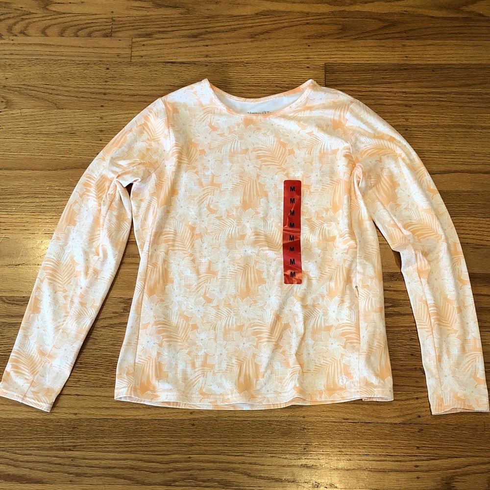 Hang Ten Peach/White Long Sleeve Printed Tee